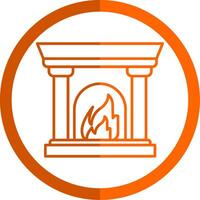 Fireplace Line Orange Circle Icon vector