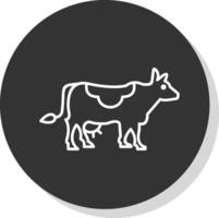 Cow Line Grey Circle Icon vector