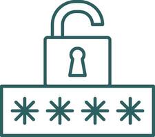 Broken Password Line Gradient Round Corner Icon vector