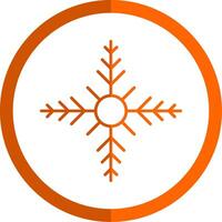 copo de nieve línea naranja circulo icono vector