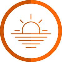 Sunset Line Orange Circle Icon vector