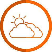 Cloudy Line Orange Circle Icon vector