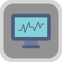 Cardiac Monitor Flat Round Corner Icon vector