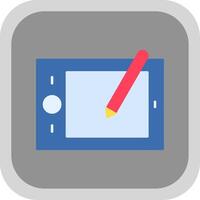 Drawing Tablet Flat Round Corner Icon vector