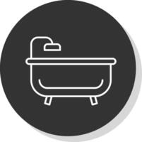 Bath Tub Line Grey Circle Icon vector