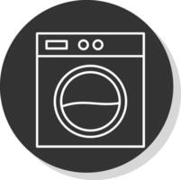 Laundry Machine Line Grey Circle Icon vector