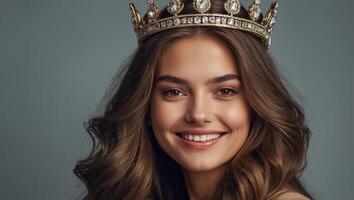 Beautiful woman in golden crown photo