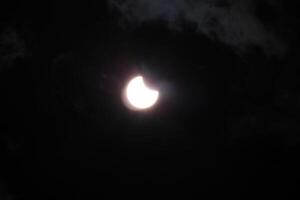 parcial solar eclipse en pensacola Florida en octubre 17 2023 utilizando un cañón rebelde ts oscuro lente foto