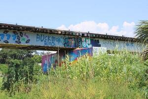 Train Tracks with Graffiti art photo