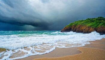 miniature scene of sand beach island, photo