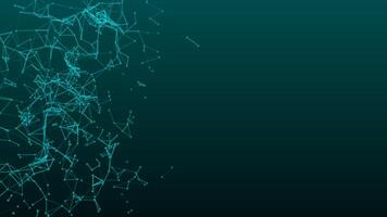 abstract green blue digital flowing particles plexus connection moving background photo