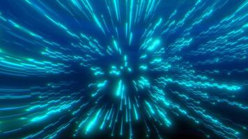 abstract blue digital flowing warp light speed background photo