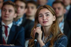 AI generated College student participate in conference photo