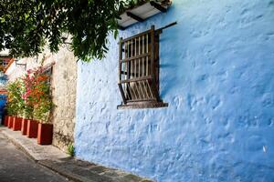 Famous historical street of traps located in the historic center of the heritage town of Honda in the department of Tolima in Colombia photo