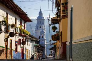 View of the beautiful Heritage Town of Salamina located at the Department of Caldas in Colombia photo