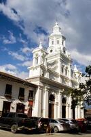 View of the beautiful Heritage Town of Salamina located at the Department of Caldas in Colombia photo