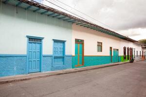 Beautiful streets at the historical downtown of the heritage town of Salamina located at the Caldas department in Colombia. photo