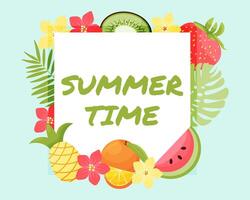 Summer time banner. exotic fruit. illustration vector