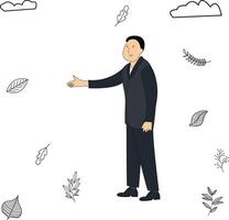 illustration of the gesture of a businessman wanting to shake hands vector