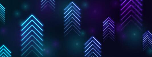 Bright blue violet abstract neon arrows tech sci-fi background vector