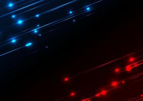 Blue and red neon glowing laser lines hi-tech background vector