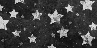 Grey stars and dots on black grunge background vector