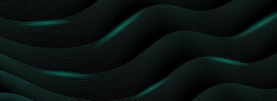 Green minimal wavy lines abstract futuristic tech background vector