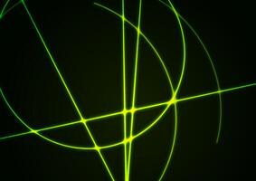 Green neon lines and circles abstract technology background vector