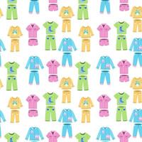 Seamless pattern with different children's sleepwear - multicolored background vector