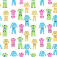 Seamless pattern with different children's sleepwear - multicolored background vector