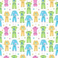 Seamless pattern with different children's sleepwear - multicolored background vector