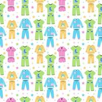 Seamless pattern with different children's sleepwear - multicolored background vector