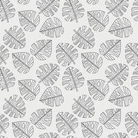 Tropical leaf line art wallpaper background . Design of natural monstera leaves and banana leaves in a minimalist linear outline style. Design for fabric, print, cover, banner, decoration. vector