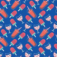 Seamless pattern with milkshakes with a strawberry and ice cream cone. vector