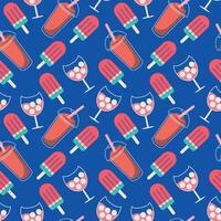 Seamless pattern with milkshakes with a strawberry and ice cream cone. vector