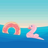 Flamingo inflatable pool float vector