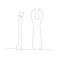 Simple drawing of spanner Illustration design of tools for Industrial concept . single line continuous drawing. vector