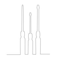 set of screw drivers. flat head and Phillips screwdriver. Industrial concept design. single line continuous drawing. vector