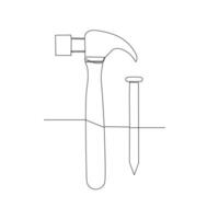 Nail and claw hammer. Flat head and Phillips screw driver. Simple hand drawn style design element. Illustration for industrial and construction vector