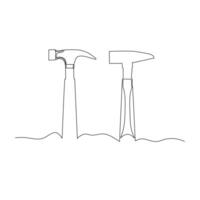 A pair of hammers. Flat head and Phillips screw driver. Simple hand drawn style design element. Illustration for industrial and construction vector