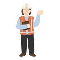 Female engineers overseeing construction site illustration vector