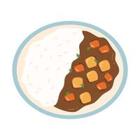 tonkatsu curry rice bowl Japanese food vector