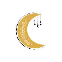 Crescent moon with plant vector