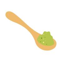 Spoon with matcha green tea powder. illustration. vector