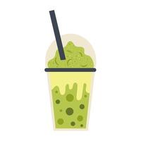 matcha boba té en un taza con un paja. bebida verde té. extensiones vector