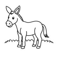 illustration of a cute donkey. Children's coloring book. vector