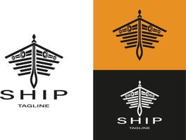 Illustration of the front view of a ship, symbol, ship design icon vector