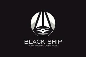 Boat ship sail Sailboat simple Sailing Travel Transport logo design on black background vector