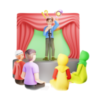 Man Fear of Public Speaking 3D Character Illustration png