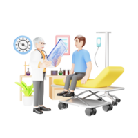 homme panique et peur de médecin dans 3d personnage illustration png